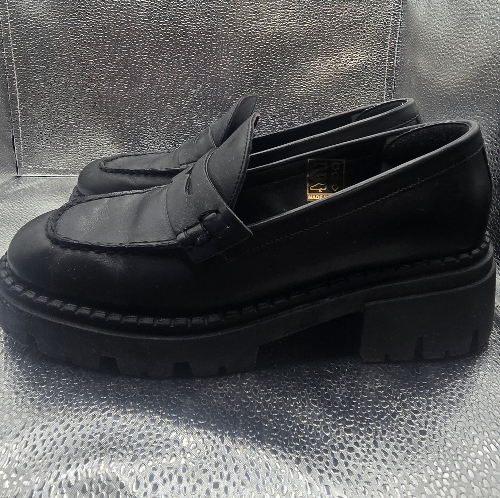 Free People Womens Size EU 38.5 US 7.5 Lyra Lugged Black Leather Loafers Shoes